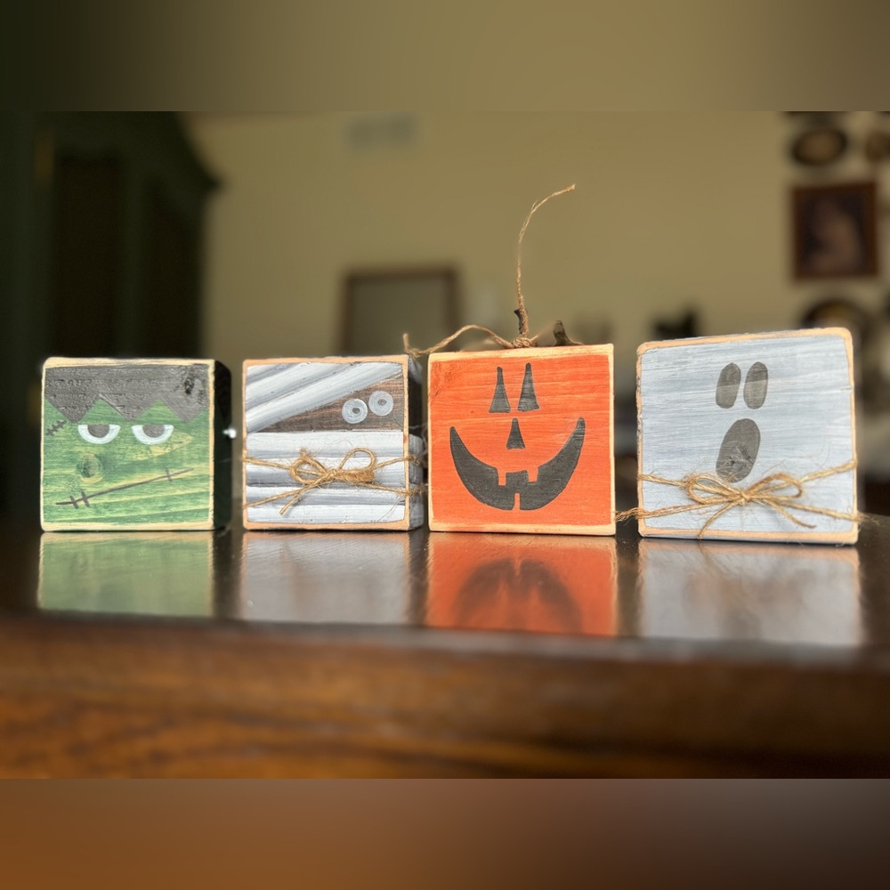 Halloween Wooden Block Decor Set